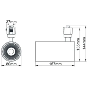 KSR Escala Pro 20W LED 3000K Track Fitting Black