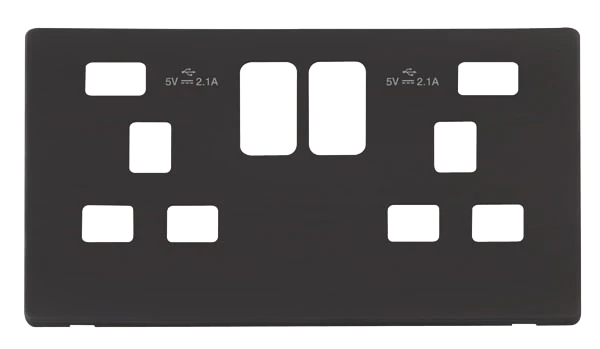 Cover Plate 2 Gang 13A Switched Socket with 2 x USB Black - Image 3