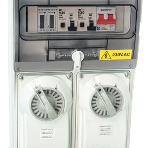 32A 230V Caravan Hook-Up Twin Socket Outlet - With Meter