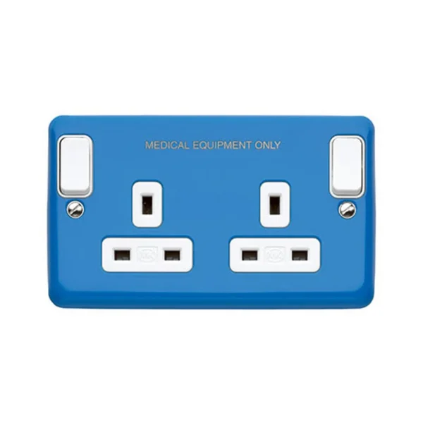 MK Electric Socket 2 Gang Switched Double Pole Clean Earth 13A Blue ...