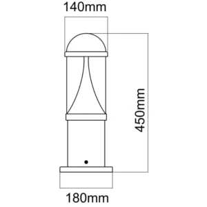 KSR Bollard LED 3000-6000K IP65 450mm Black