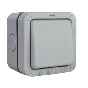 Verve HM5025 Grey IP66 1 Gang 20AX Double Pole Switch + Neon Grey