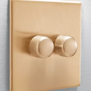 MK Edge Satin Gold 2 Gang LED Trailing Edge Dimmer Switch