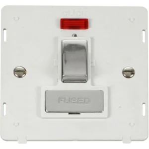 Polished Chrome 13A Ingot Double Pole Switched Fused Connection Unit With Neon Polar White Insert