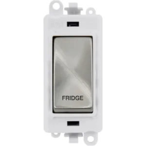 Click Gridpro Fridge Laser Etched Legend Polar White Frame 20AX Satin Chrome Double Pole Switch Module