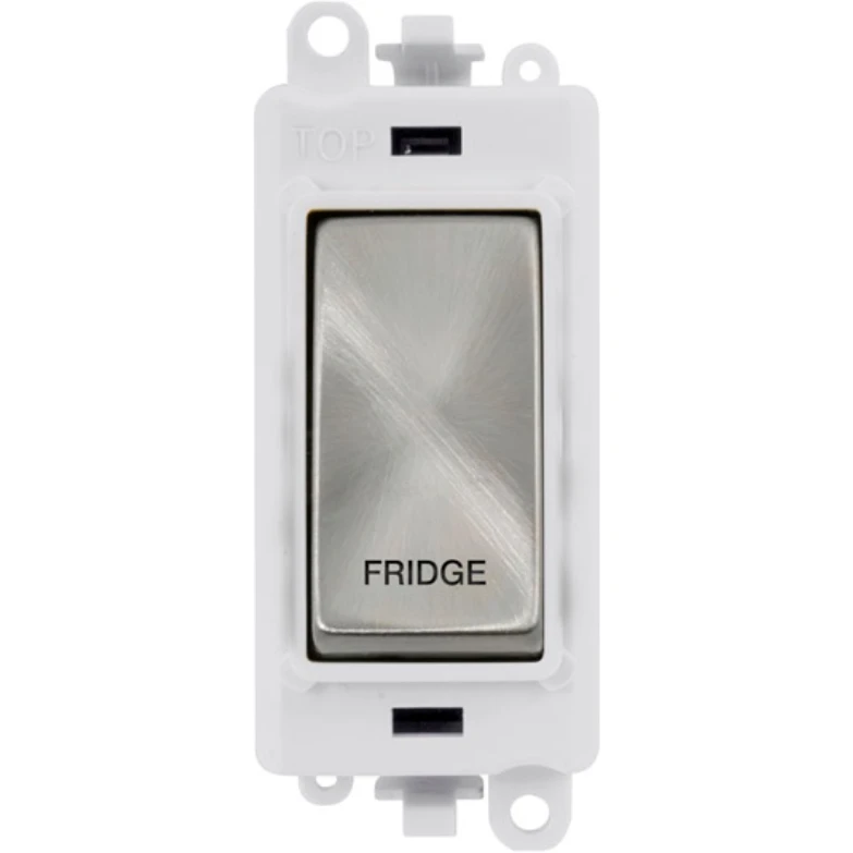 Click Gridpro Fridge Laser Etched Legend Polar White Frame 20AX Satin Chrome Double Pole Switch Module - Image 2