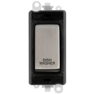 Click Gridpro Dishwasher Laser Etched Legend Black Frame 20AX Stainless Steel Double Pole Switch Module