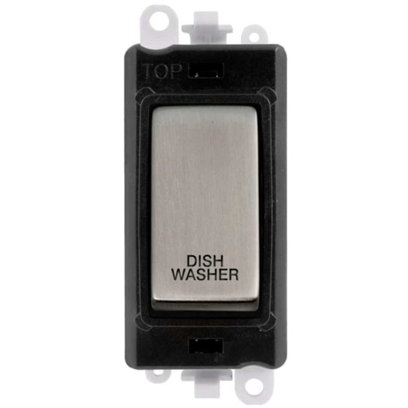 Click Gridpro Dishwasher Laser Etched Legend Black Frame 20AX Stainless Steel Double Pole Switch Module