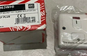 MK Isolator 1 Gang Double Pole Secret Key Alarm 13A White