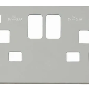 Front Plate 2G Switched Socket White Twin 2.1A USB Charger