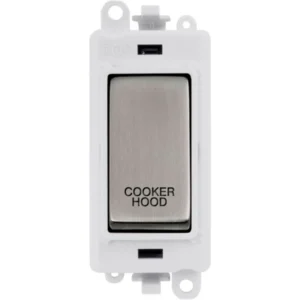 Click Gridpro Cooker Hood Laser Etched Legend Polar White Frame 20AX Stainless Steel Double Pole Switch Module