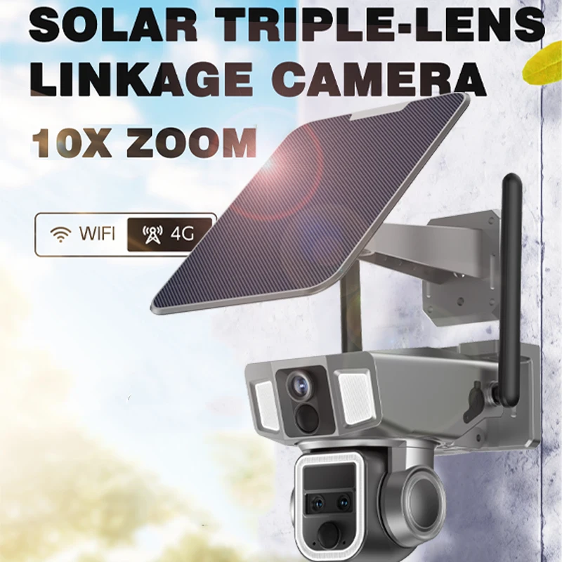 Rscamtom 12MP Outdoor Wireless Ai Solar Camera lightning 2in1 10X Zoom 4G Cctv Camera Security 360 Degree - Image 2