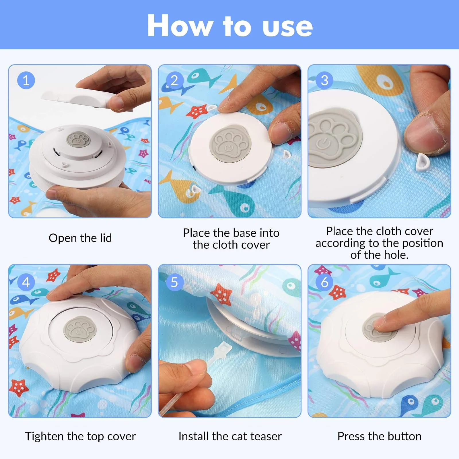 Smart Eco-Friendly Blue Hide and Seek Cat Toy Electric Thermal Sensing Cat Catch Mouse Squeaky Touch Activated Feather Pack of 2 - Image 3