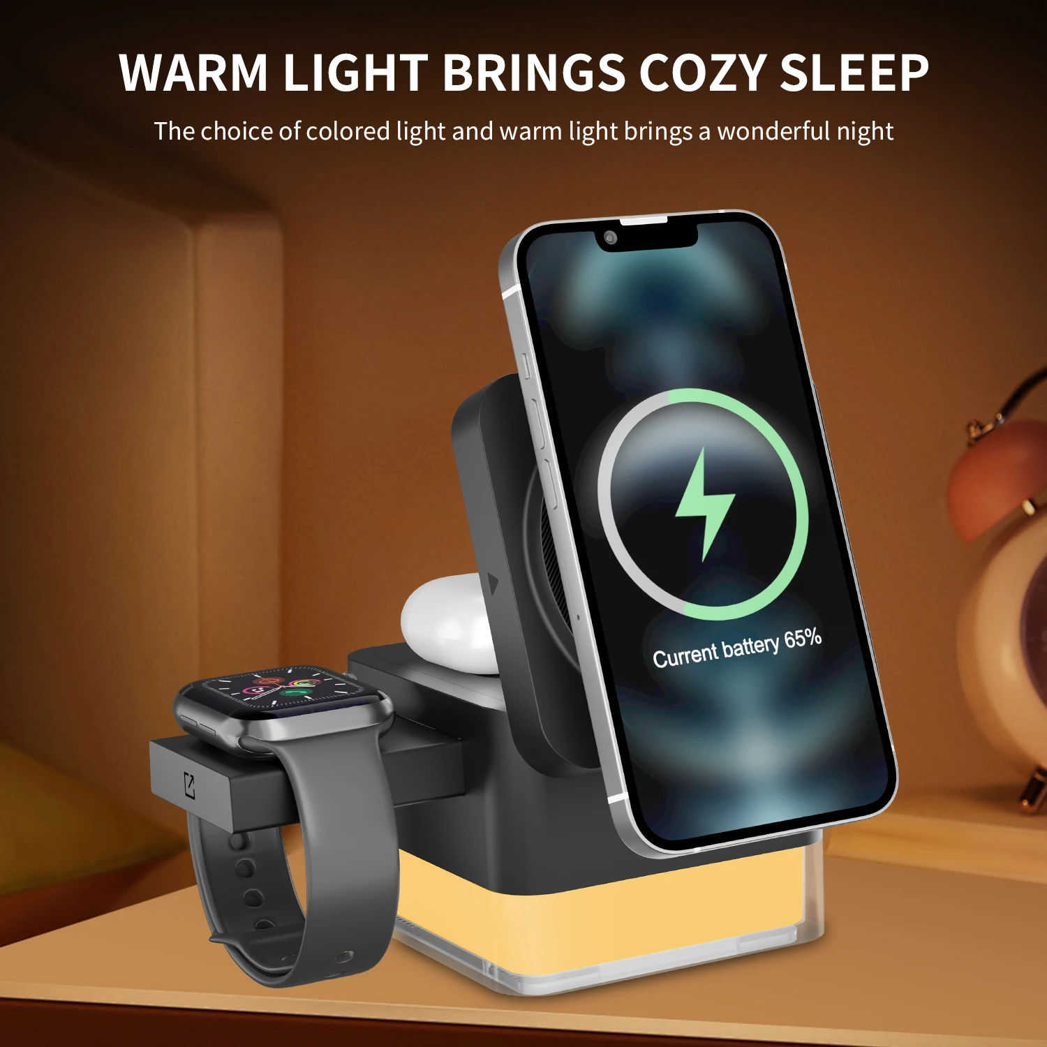 Wireless Charging 15w Wireless Charger Mobile Phone Charging Stand Holder 15w Charging Wireless Charger Stand With Night Light Pack of 2 - Image 4