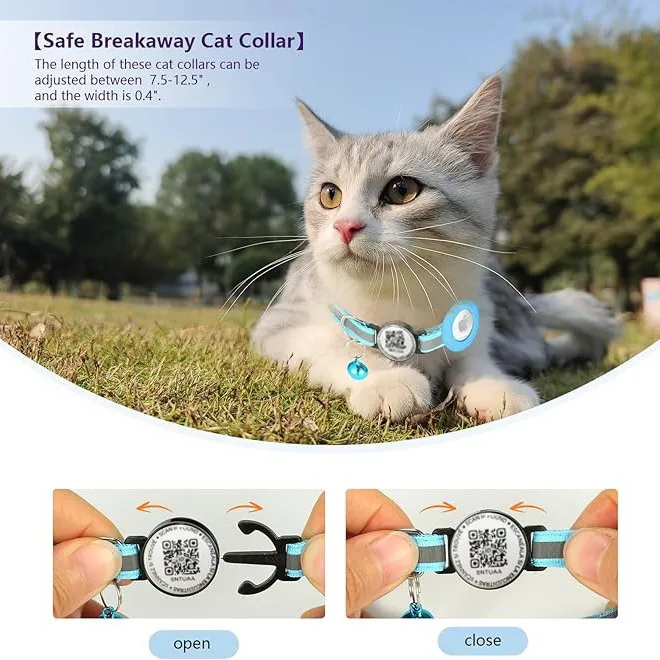 New Custom Software Ready QR Code Smart ID Personalized Adjustable Reflective Cat Collar Breakaway Quick Release With Bell Pack of 2 - Image 2