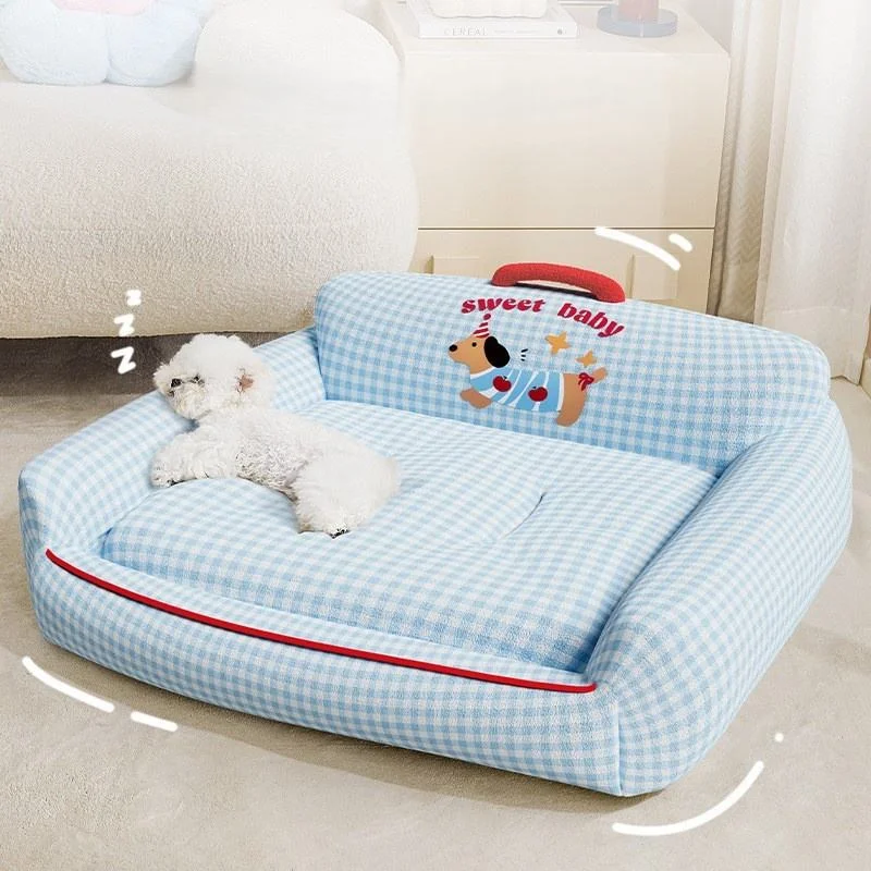 Eco-friendly Fashion Cartoon All Seasons Soft for All Sizes Cat Dog Bed Removable Washable Solid Design Pack of 2