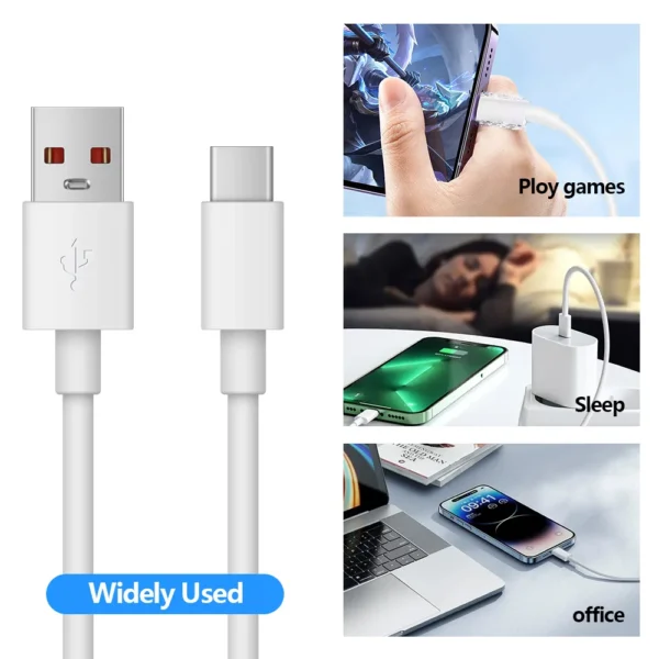 Fast Chat Cable Wholesales 1m 6A USB Cables Type C Fast Charger Cable White TPE Data ...