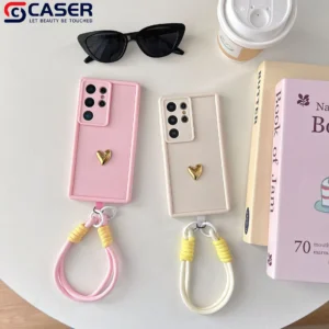 Creative Solid Color Premium Sense Small love Lanyard Portable Case for Samsung S21 S22 S23 S24 S25 Plus ULTRA S24FE Pack of 10