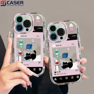 Little Black Cat Daily Sweet & Cool Style Cartoon Cute Mirror Shockproof Protection Mobile Phone Cases 15 14 13 for iphone 16 Pack of 10