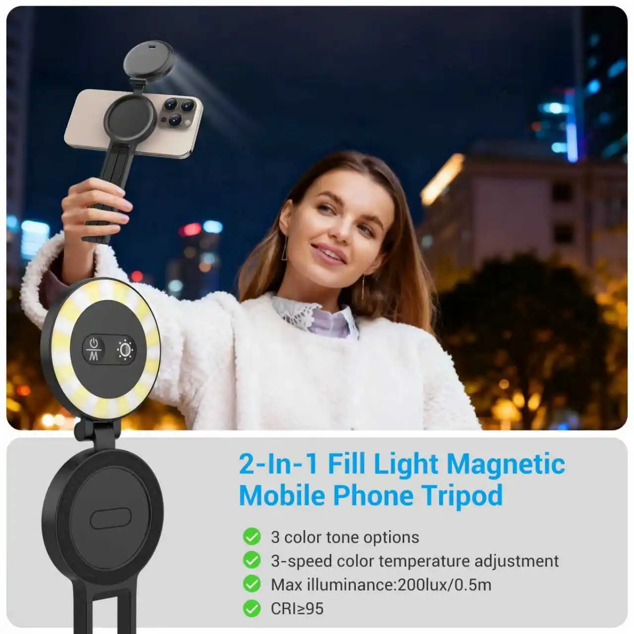 Sturdy & Stable Height Adjustable Multi-Angle Shot Selfie Stick Tripod for Video Recording - Image 4