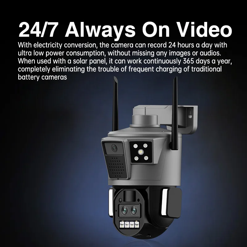 Rscamtom 3K 6MP Farm Dual Lens Triple Screen 4G Solar Camera Motion Detection Video Voice Alarm Security Camera Outdoor - Image 4