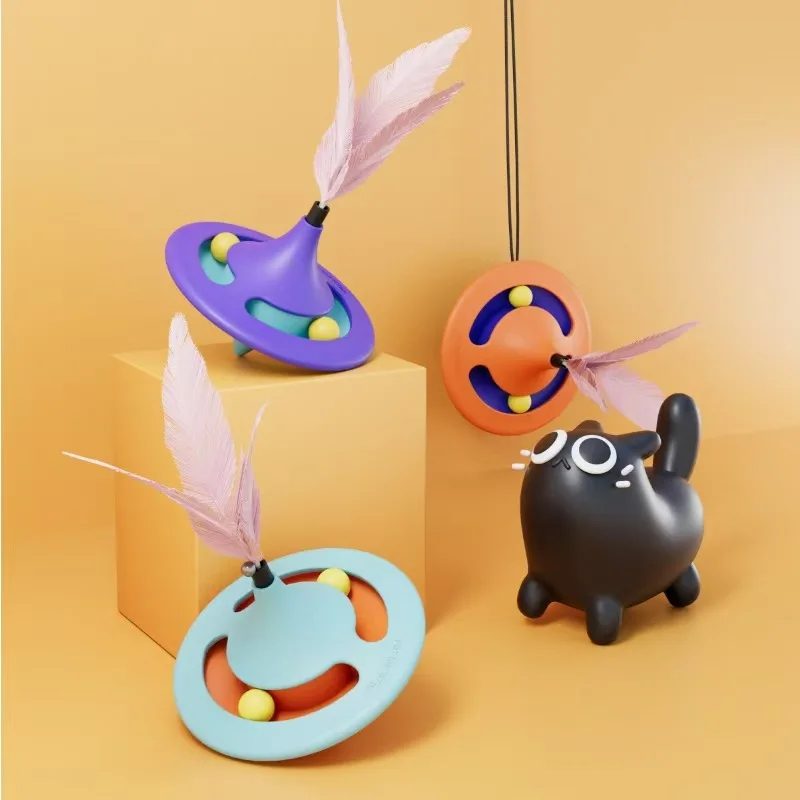 Fast Delivery 2 In1 Cats Spin Toys Spinning Top Hangable Cat Teaser Toys Hanging Suction Cup Cat Ball Track Pet Toy Pack of 2 - Image 2