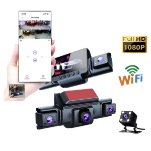 Mini 4-Channel 1080P WIFI Dash Cam Video Recorder 360 Degree Rear Lens 8 Infrared Night Vision 24H Parking Monitor IPS 170