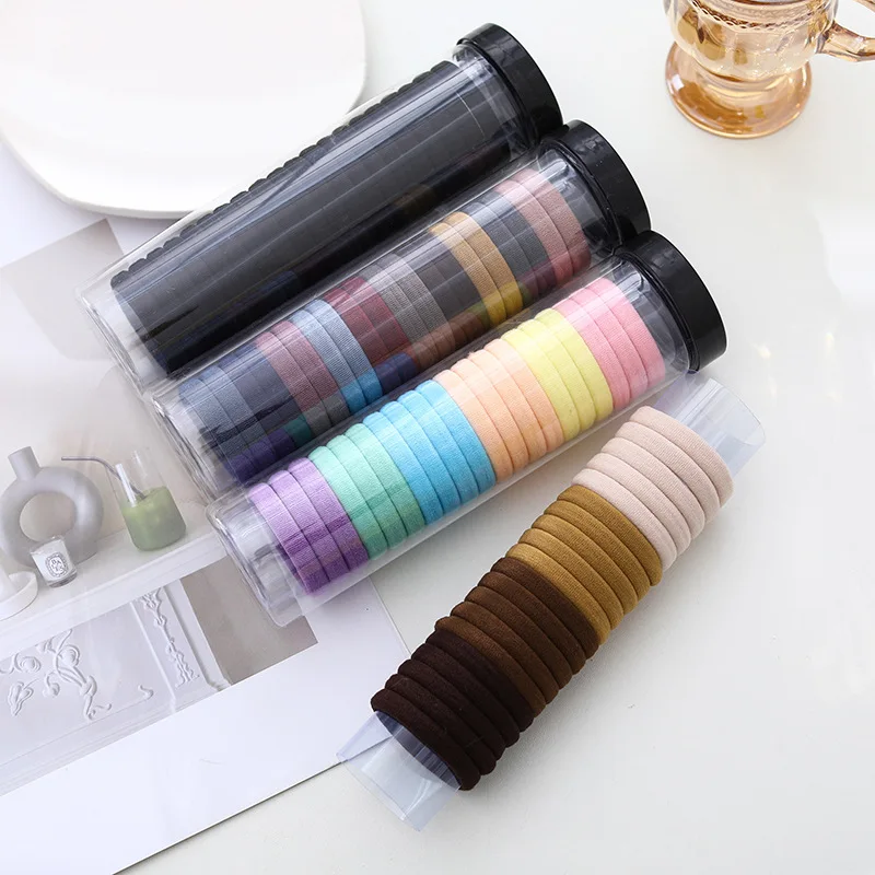 Korean Version 20 Canned High Elastic Head Rope Hair Ring Internet Celebrity Towel Not Hurt Hair Rope Hair Accessories Women Pack of 2