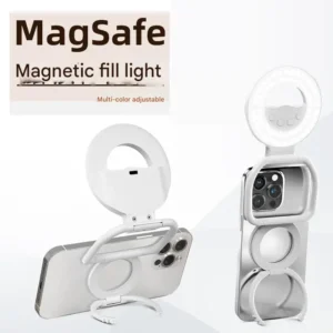 Portable Slim Pro Magnetic Ring Light Suction Cup Mount Phone Selfie Photo Outdoor Desk Use Type-C/USB Charging 800mAh Battery Pack of 5