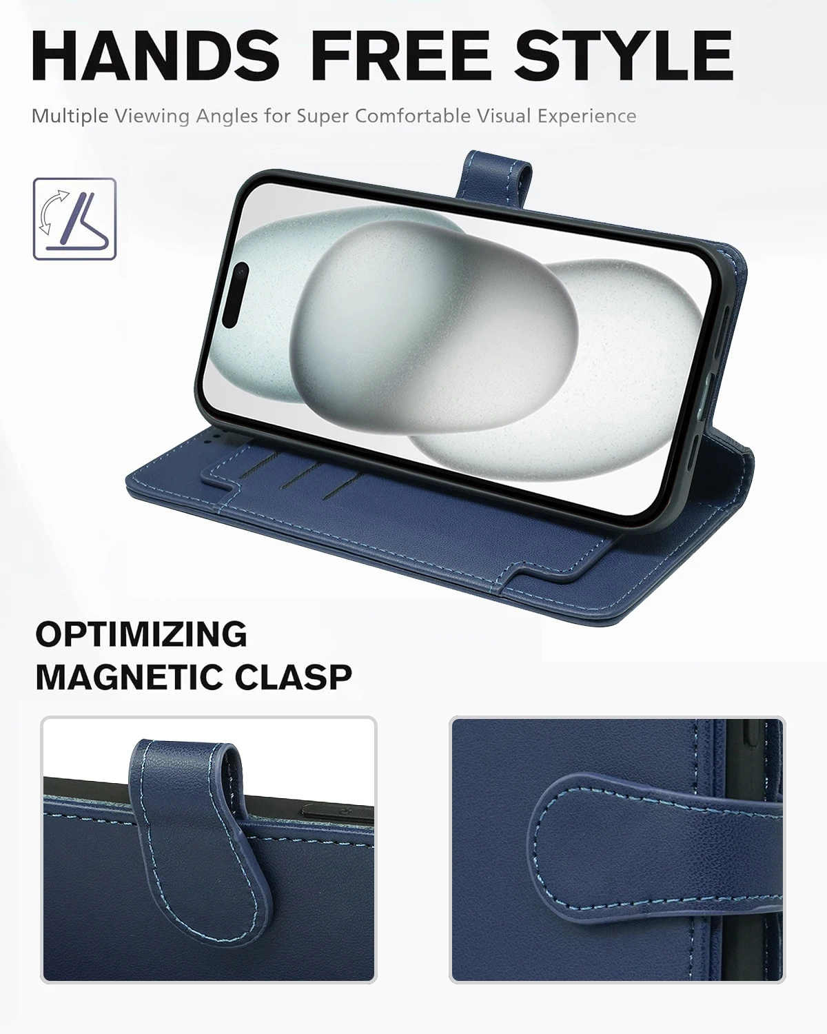 Leather Bag 9-card Slot Wallet Case 14 15 Plus 16 Pro Max Kickstand Magnetic Mobile Phone Flip Cover for iPhone 13 Pack of 2 - Image 4