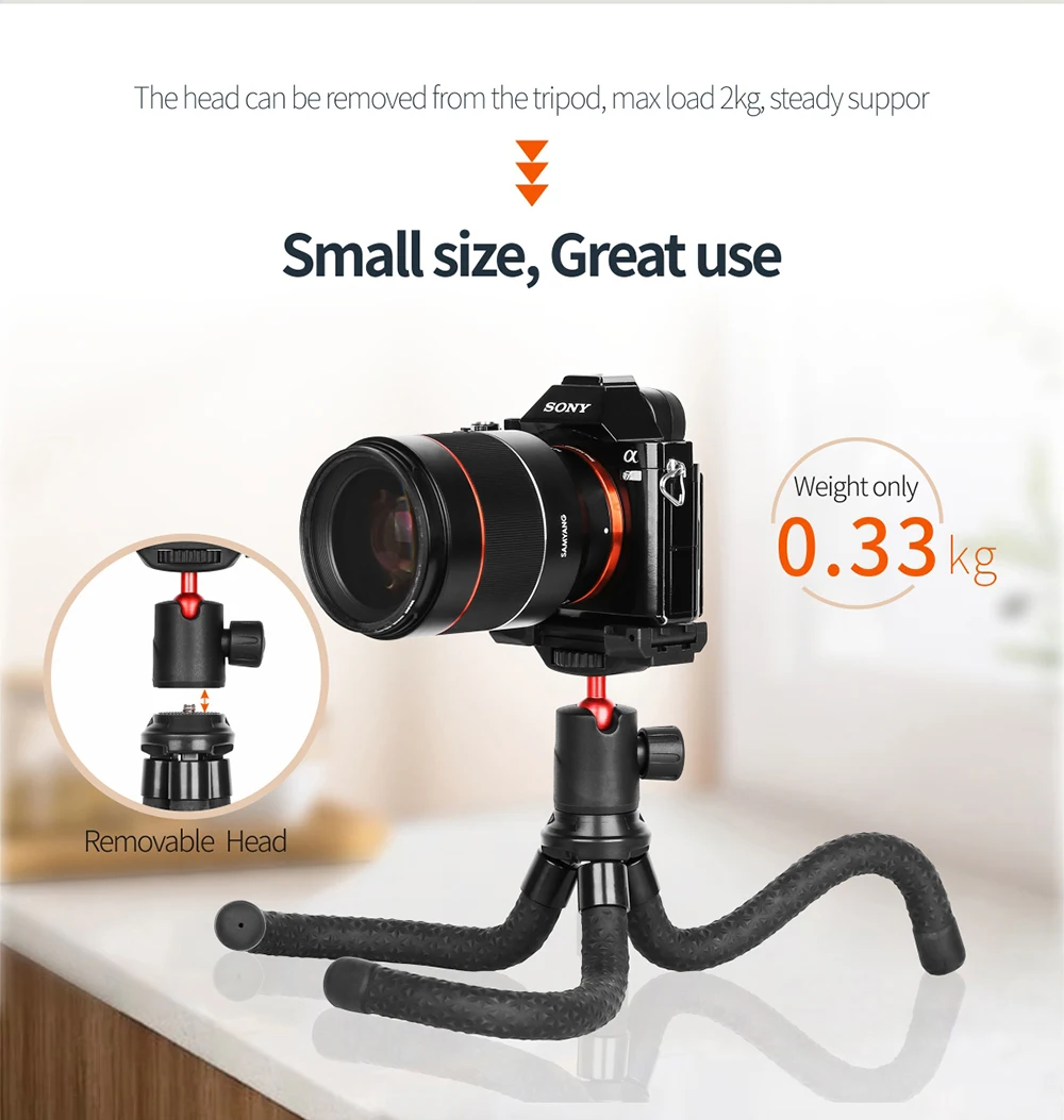 Kingjoy Kt-660+BD-50 Phone Tripod Tik Tok Selfie Remote Stick Flexible Camera Tripod Stand for Sponge Tripod Mobile Phone Holder - Image 3
