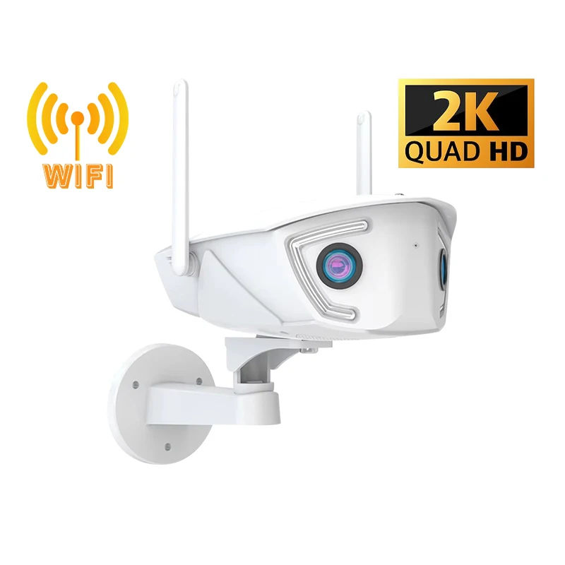 Rscamtom 2K Wifi Dual Lens Camera 180 Degree Wide Angle Motion Detection Alarm Night Vision Full Color Cctv Camera for Home