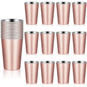 Rainbow Cups 16 oz Pint Cups, Stackable Tumblers, Eco Friendly Premium Metal Drinking Glasses Pack of 100