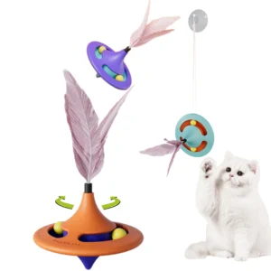Fast Delivery 2 In1 Cats Spin Toys Spinning Top Hangable Cat Teaser Toys Hanging Suction Cup Cat Ball Track Pet Toy Pack of 2