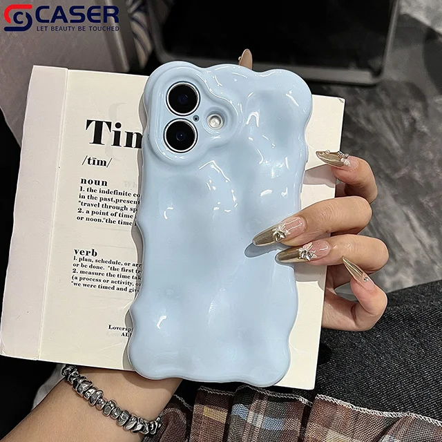 Ins Summer Pastel Aesthetic Waves Bubble Shells 15 14 13 12 Promax High-quality Cute Solid Color Soft Phone Cover for iphone 16 Pack of 10