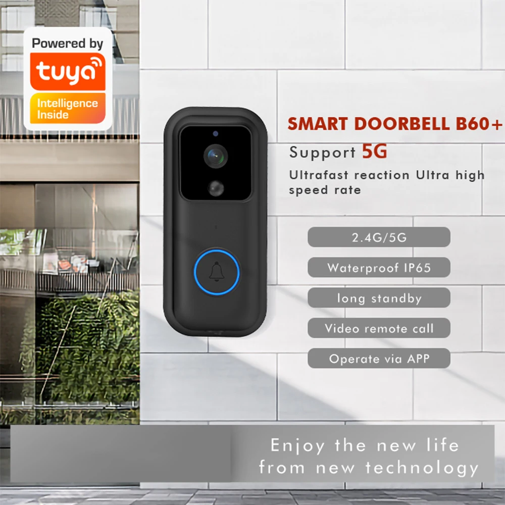 Eseye IP65 Waterproof WiFi 1080P Video Door Phone Tuya App-Enabled Wireless Doorbell 2600mAh Battery Color Remote Wood Doors - Image 3