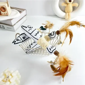 Modern Eco-Friendly Cat Toys Cute Canvas Fish Sisal Rope Wood Tin Polygonum Teeth Cleaning Boredom Relieving Classic Simple Pack of 100