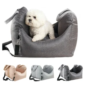 | Removable Pet Car Seat Nest, Washable Travel Bed for Small Dogs & Cats, Adjustable & Safe Car Booster Seat