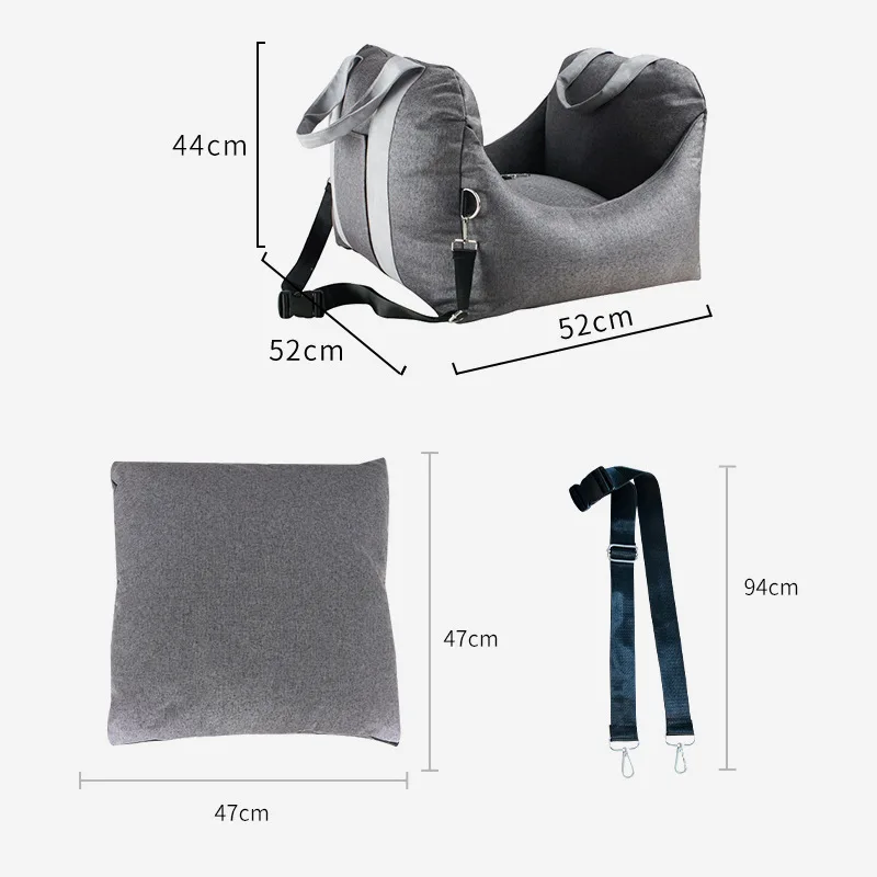 | Removable Pet Car Seat Nest, Washable Travel Bed for Small Dogs & Cats, Adjustable & Safe Car Booster Seat - Image 4