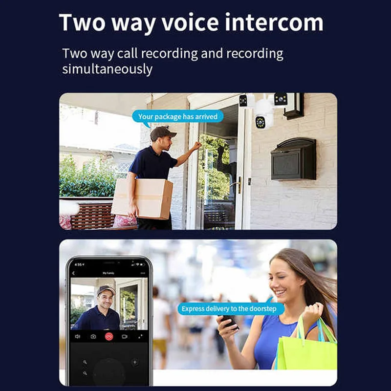 Rscamtom Triple Lens Triple Screen 6MP Camera De Surveillance Sans Fil Wifi Color Night Vision Motion Detection Wi-fi Camera - Image 4