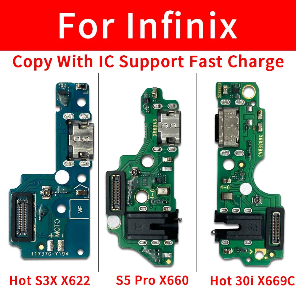 USB Charging Port Connector Flex Cable for Infinix Hot 10 11S 12 Pro 30i S3X Note 7 12 30 S5 Pro Smart Go BF7 6 Plus HD Pack of 10 - Image 3