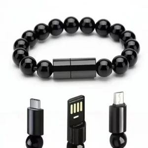 Portable USB Charging Cable Micro USB Type C L Bracelet Beads for iPhone Android Smartphones PVC Foil Compatible Earphones Pack of 10