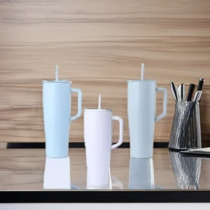 Custom 40oz Tumbler With Handle Insulated Tumblers Large Capacity Stainless Steel Drinking Cups with Handle and Straw Pack of 50