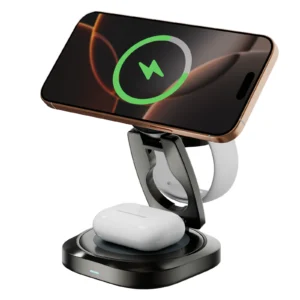 Trending Product 25W Aluminium Alloy Materia 3 in 1 Magnetic Wireless Charger for iphone Watch Earphone