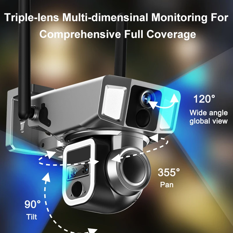Rscamtom 12MP Outdoor Wireless Ai Solar Camera lightning 2in1 10X Zoom 4G Cctv Camera Security 360 Degree - Image 4