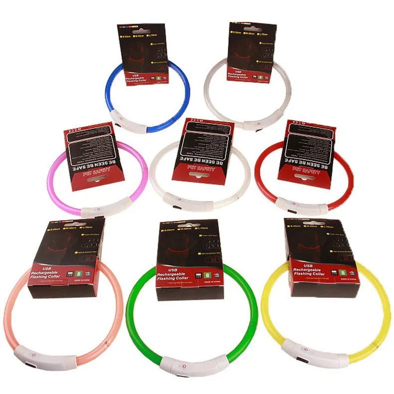New Waterproof Nylon USB Rechargeable LED Pet Glow Collar Adjustable Luminous Flashing Light Night Safety Dog Training Pack of 10 - Image 2