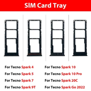 Sim Card Tray Holder Slot Plate for Tecno Spark 4 5 Air 7 8 9 10 Pro 20C GO Sim Card Tray Adapter Phone Spare Parts Pack of 10