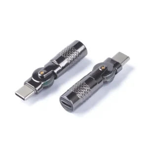 180 Rotation Charging Data Connector Rotatable Micro to USB C Extender Plug 5V 3A 480Mpbs Metal Shell LED Light Pack of 30