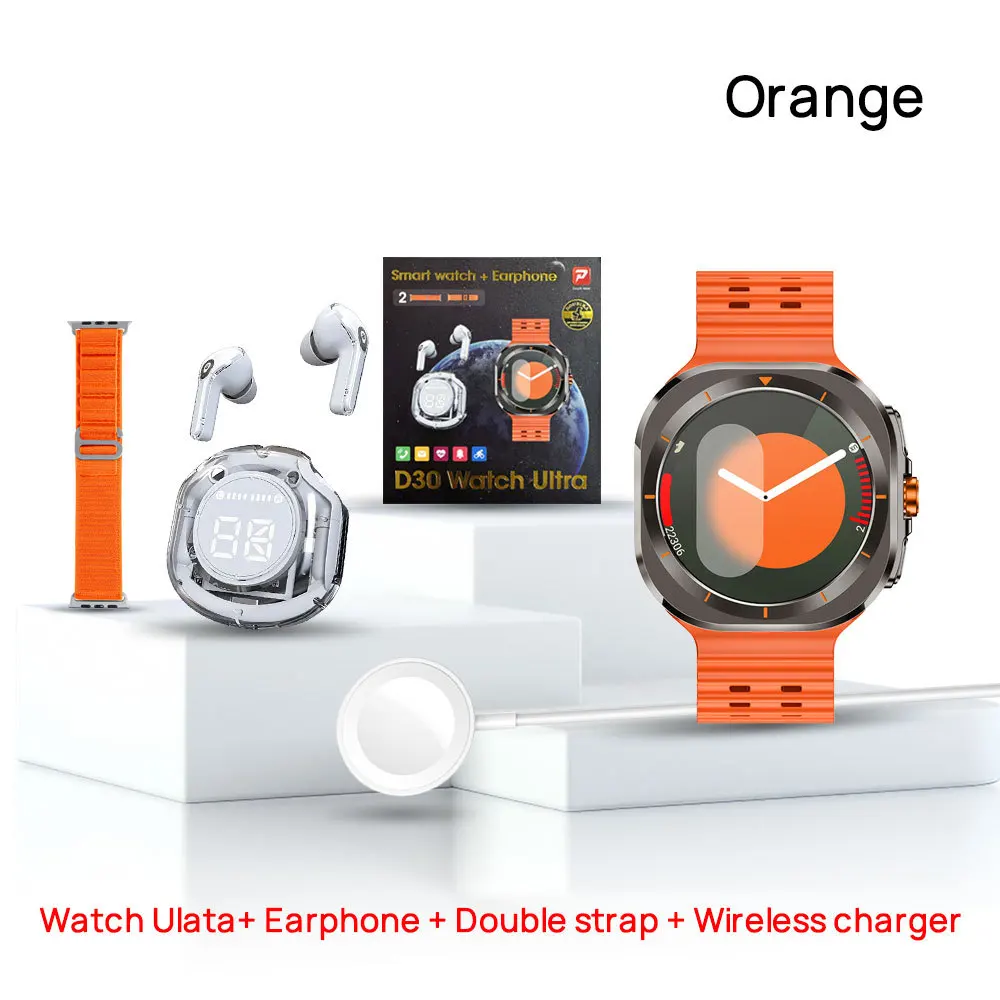 D30 Ultra Smartwatch with HD IPS Screen Double Band TWS Earbuds Smart Fitness Tracker and Waterproof IP68 for Android Users Pack of 2 - Image 3