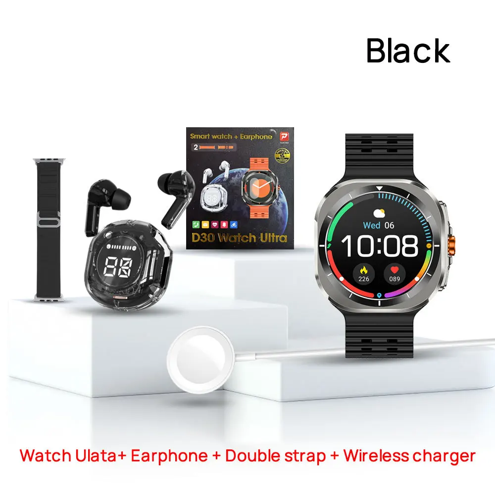 D30 Ultra Smartwatch with HD IPS Screen Double Band TWS Earbuds Smart Fitness Tracker and Waterproof IP68 for Android Users Pack of 2 - Image 4